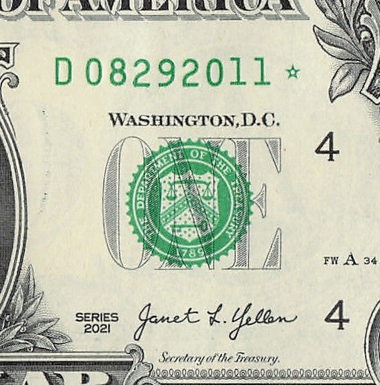 AUG 29 2011 Birthday Note Serial Number Star Note 08 29 2011 August