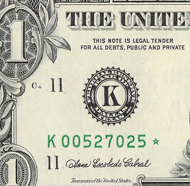 Star Note One Dollar Bill 2003A $1 B* Block Dallas Run 1 320K Sheet