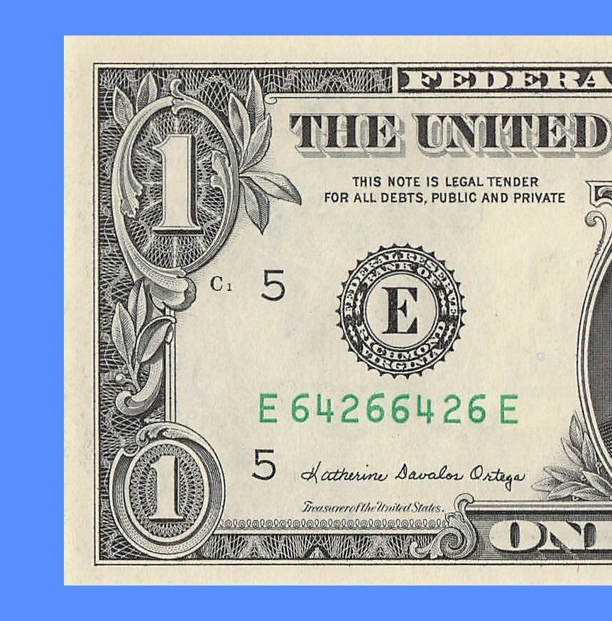Repeater Fancy Serial Number One Dollar Bill 1985 2s 4s 6s EE Block Trinary