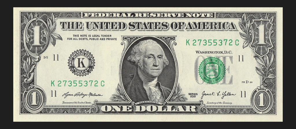 Radar Fancy Serial Number One Dollar Bill 2021 $1 KC Palindrome 2s 7s 3s 5s