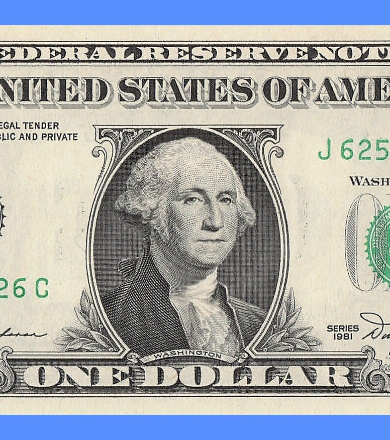 Radar Fancy Serial Number One Dollar Bill 1981 2s 5s 6s JC Trinary