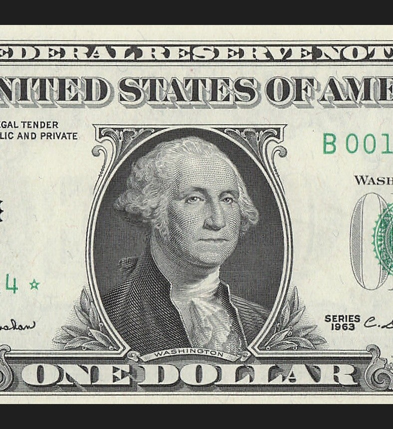 Star Note One Dollar Bill 1963 $1 B* Block New York Run 1 Low Serial Trinary