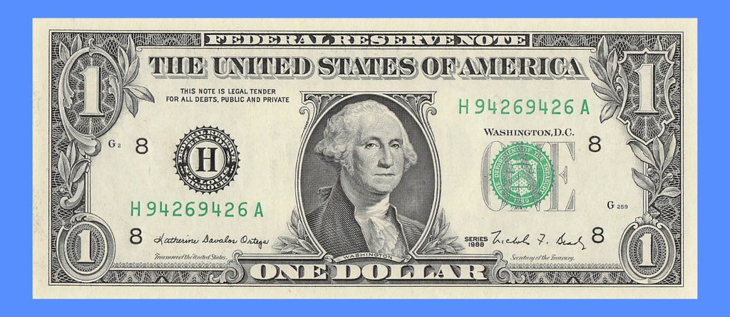 Repeater Fancy Serial Number One Dollar Bill 9s 4s 2s 6s 1988 HA Block