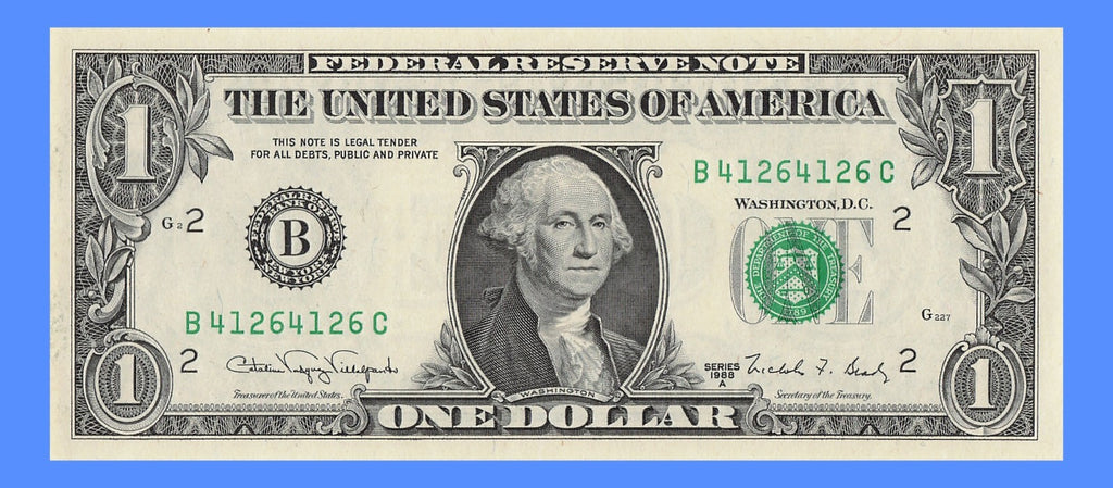Repeater Fancy Serial Number One Dollar Bill 1s 2s 4s 6s 1988A BC Block