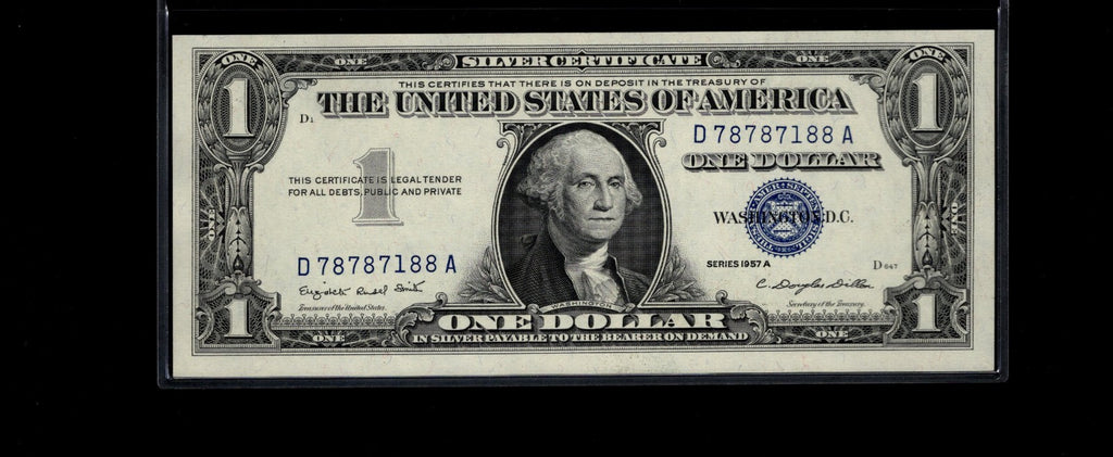 Trinary Silver Certificate One Dollar Bill 1s 7s 8s 1957A UNC