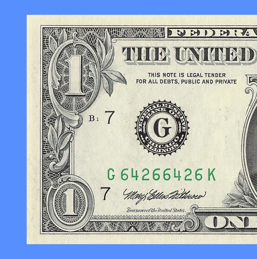 Repeater Fancy Serial Number One Dollar Bill 1985 2s 4s 6s GK Block Trinary