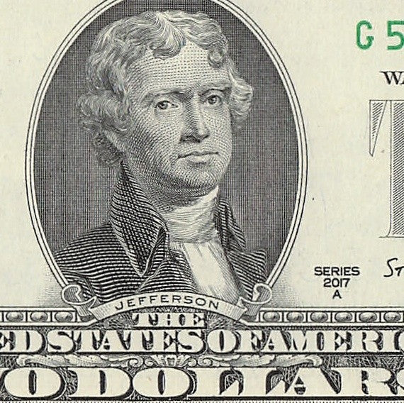 Binary Two Dollar Bill Fancy Serial Number 2017A $2 Binary 3s 5s