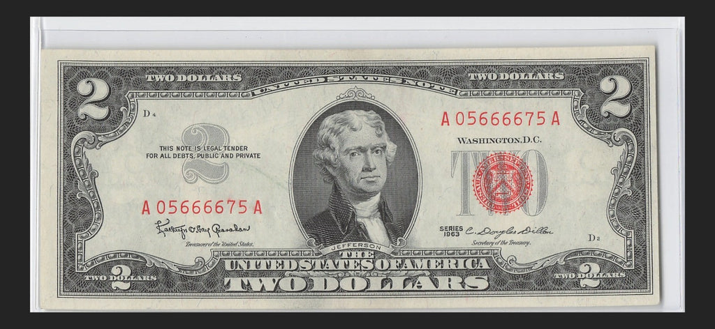 Four in a Row 6s Fancy Serial Number Two Dollar Red Seal 1953A $2 POS 3