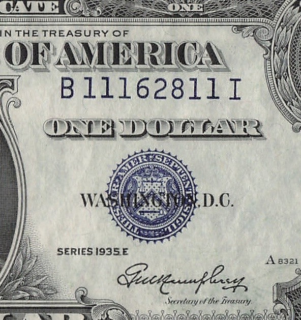 Five of a kind 1s Fancy Serial Number Silver Certificate 1935E $1 UNC