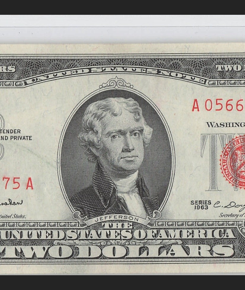 Four in a Row 6s Fancy Serial Number Two Dollar Red Seal 1953A $2 POS 3