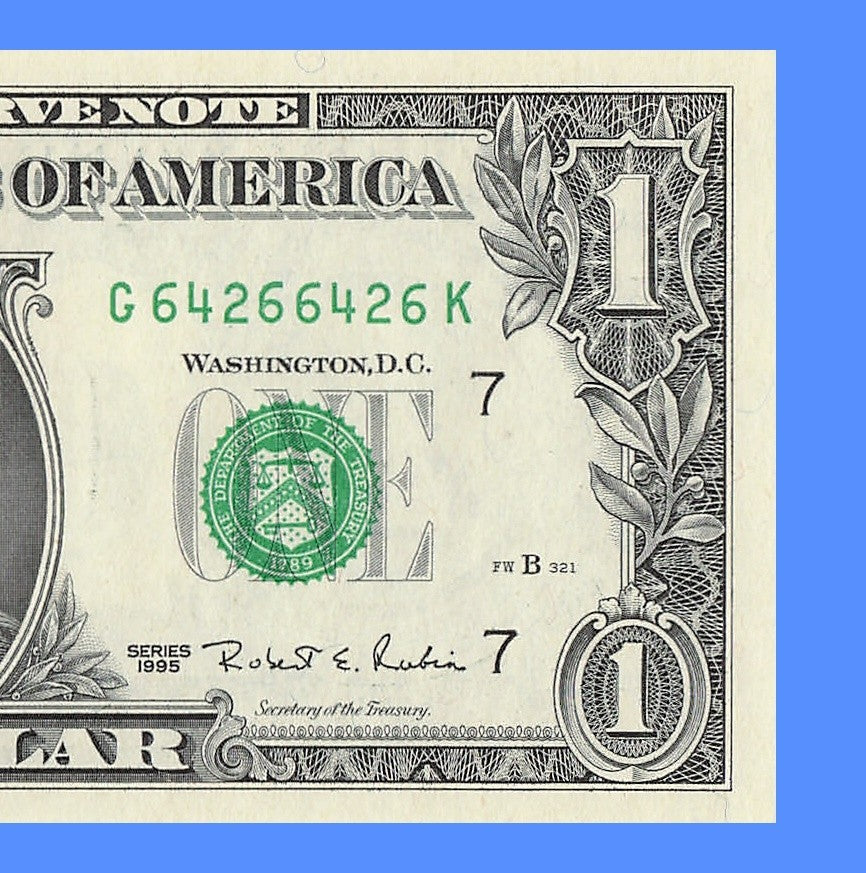 Repeater Fancy Serial Number One Dollar Bill 1985 2s 4s 6s GK Block Trinary