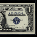 Six of a Kind 6s Silver Certificate One Dollar Bill 1957B UNC