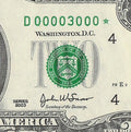 Binary Low Serial Number Star Note Two Dollar Bill D00003000* 3s 0s Cleveland