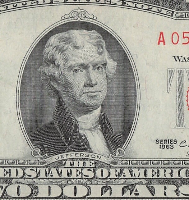 Four in a Row 6s Fancy Serial Number Two Dollar Red Seal 1963 $2 POS 3