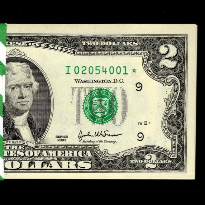 2003 $2 Two Dollar Star Note Lot of 1 UNC Fresh From BEP 3.2 MILLION Run