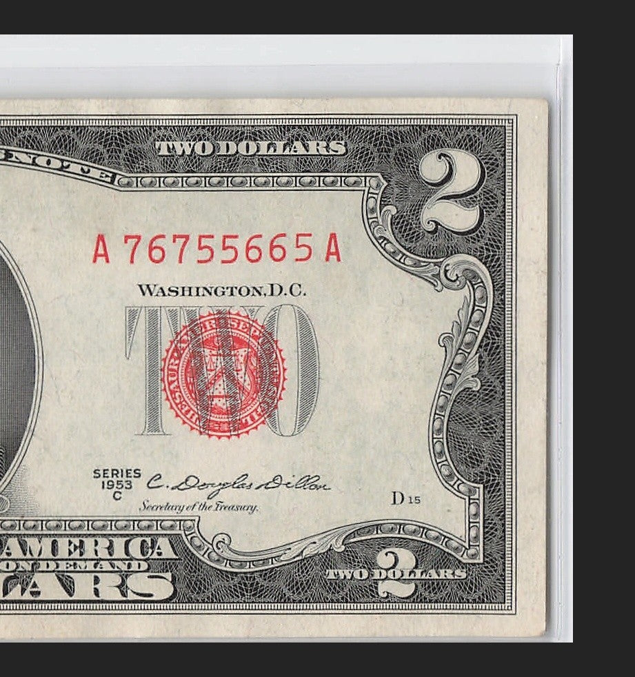 Trinary Fancy Serial Number Two Dollar Red Seal 1953 C Sequential 5s 6s 7s