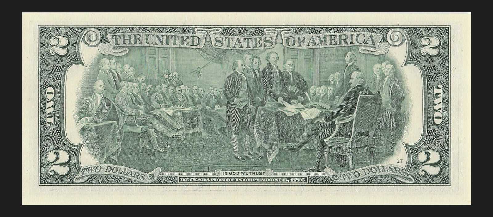 Repeater Two Dollar Bill Fancy Serial Number 2017A $2 Trinary 0s 4s 5s