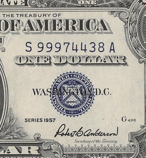 High Serial Number Fancy Serial Number Silver Certificate 1957 $1 UNC