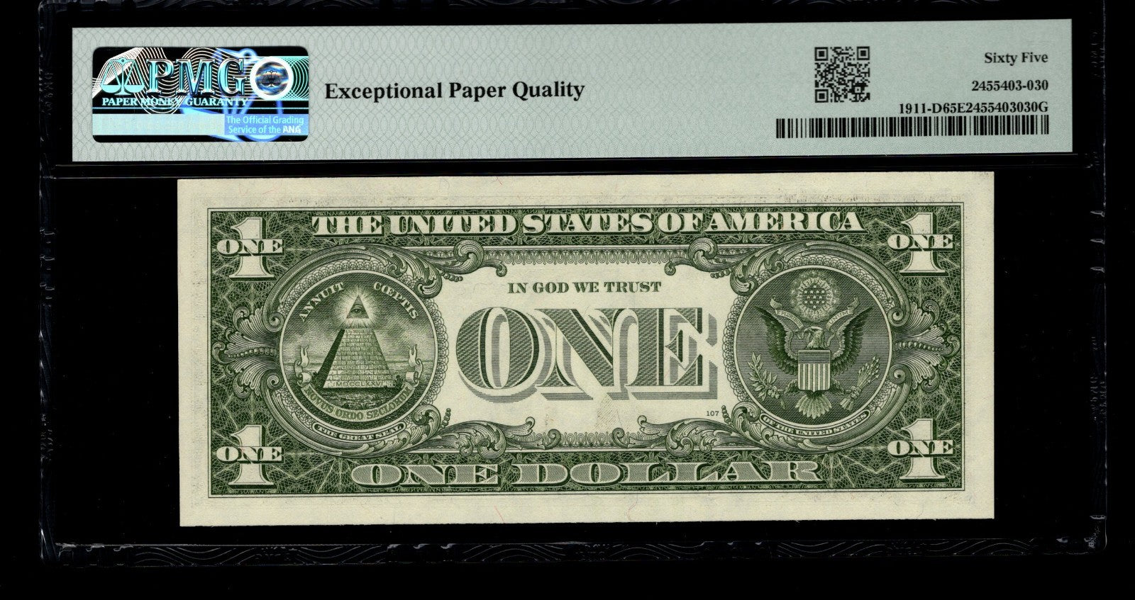 Low Serial Number 30 Fancy Serial Number One Dollar Bill PMG D00000030B