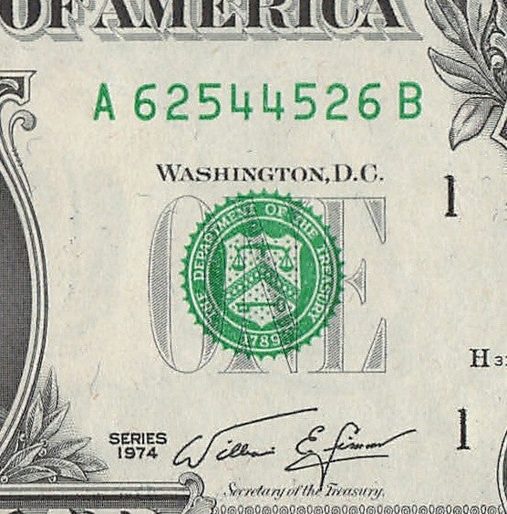 Radar Fancy Serial Number One Dollar Bill 1974 Boston 2s 4s 5s 6s AB