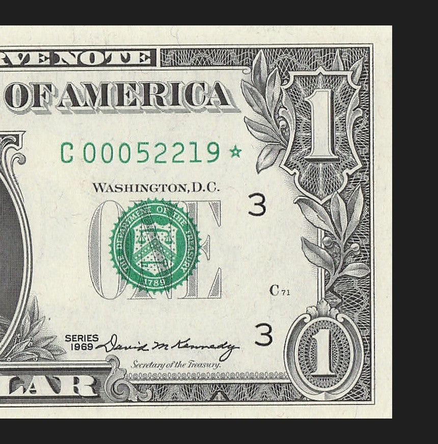 Star Note One Dollar Bill 1969 $1 C* Block Philadelphia Run 1 640K Low Serial