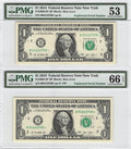 2013 $1 Star Note Duplicate Serial Error Pair TOP POP 53 66 PMG Highest Grade