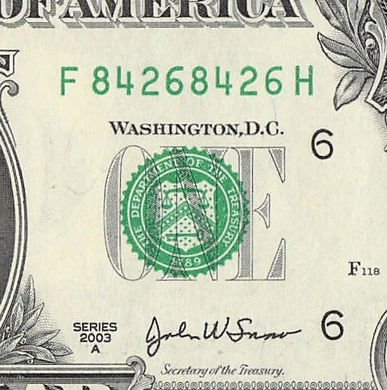 Repeater Fancy Serial Number One Dollar Bill 2s 4s 6s 8s 2003A FH Block