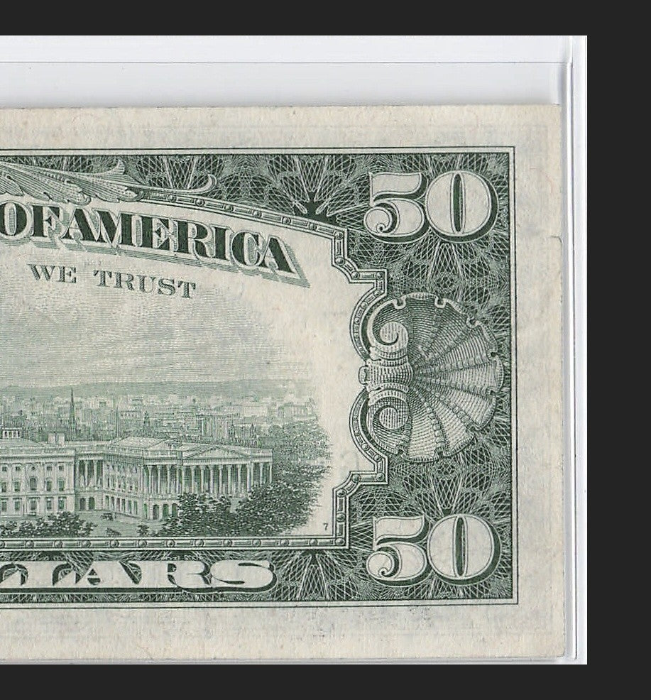 Trinary Fancy Serial Number Fifty Dollar Federal Reserve Note 0s 1s 4s 1963A