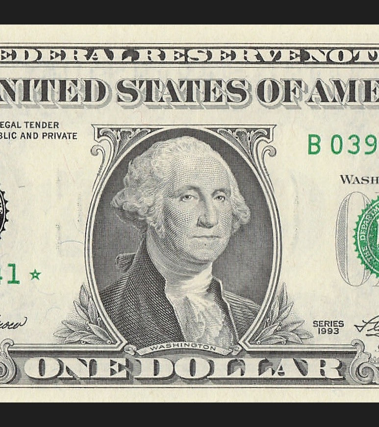 Star Note One Dollar Bill 1993 $1 B* Block New York Run 2 640K Run UNC