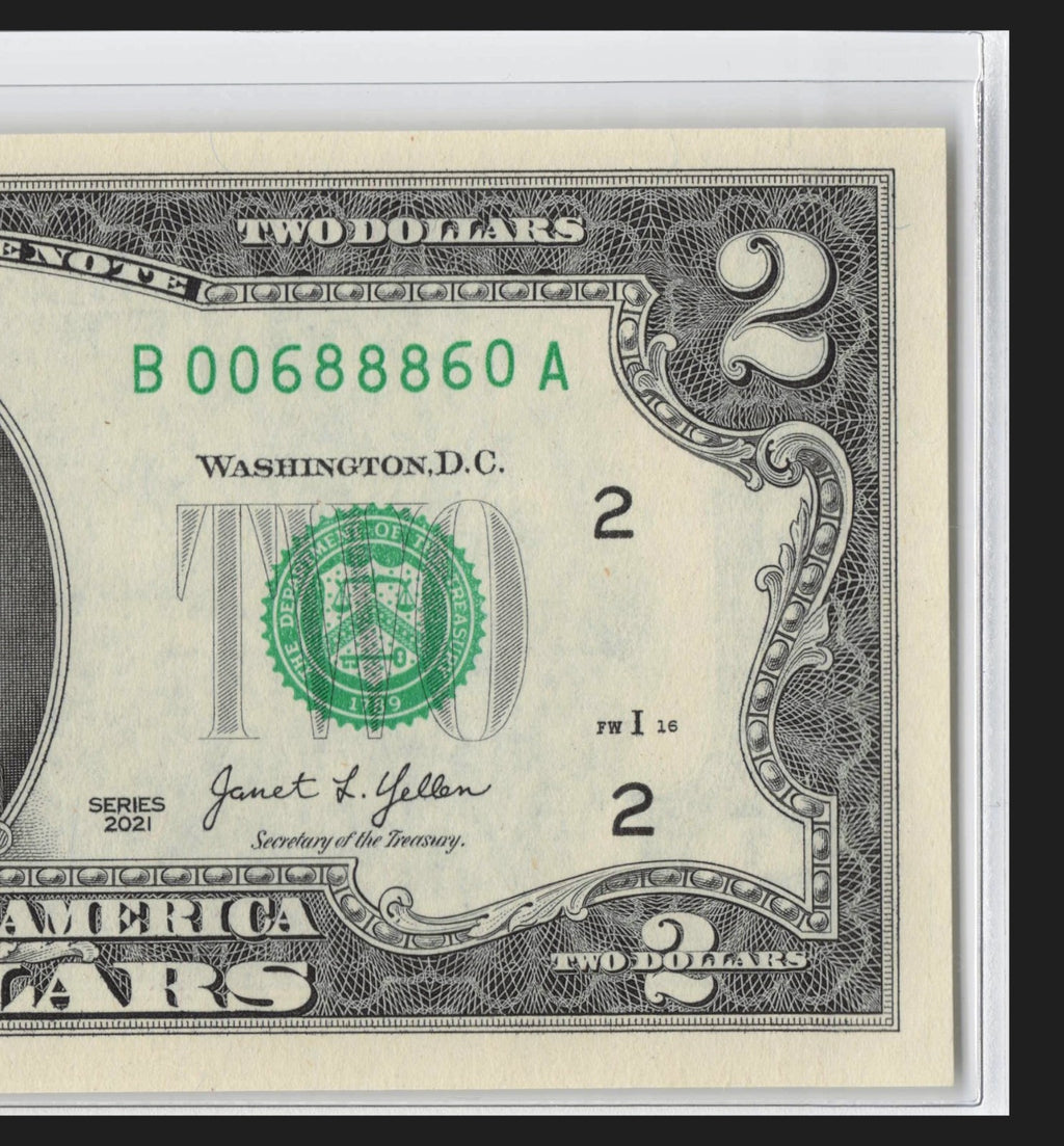 NEW 2021 $2 Flipper Fancy Serial Number Two Dollar Bill 0s 6s 8s Mini Radar