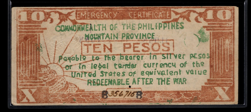 APAYAO Legal Tender 10 Pesos 01058 VF to XF Rare Province Guerilla Money