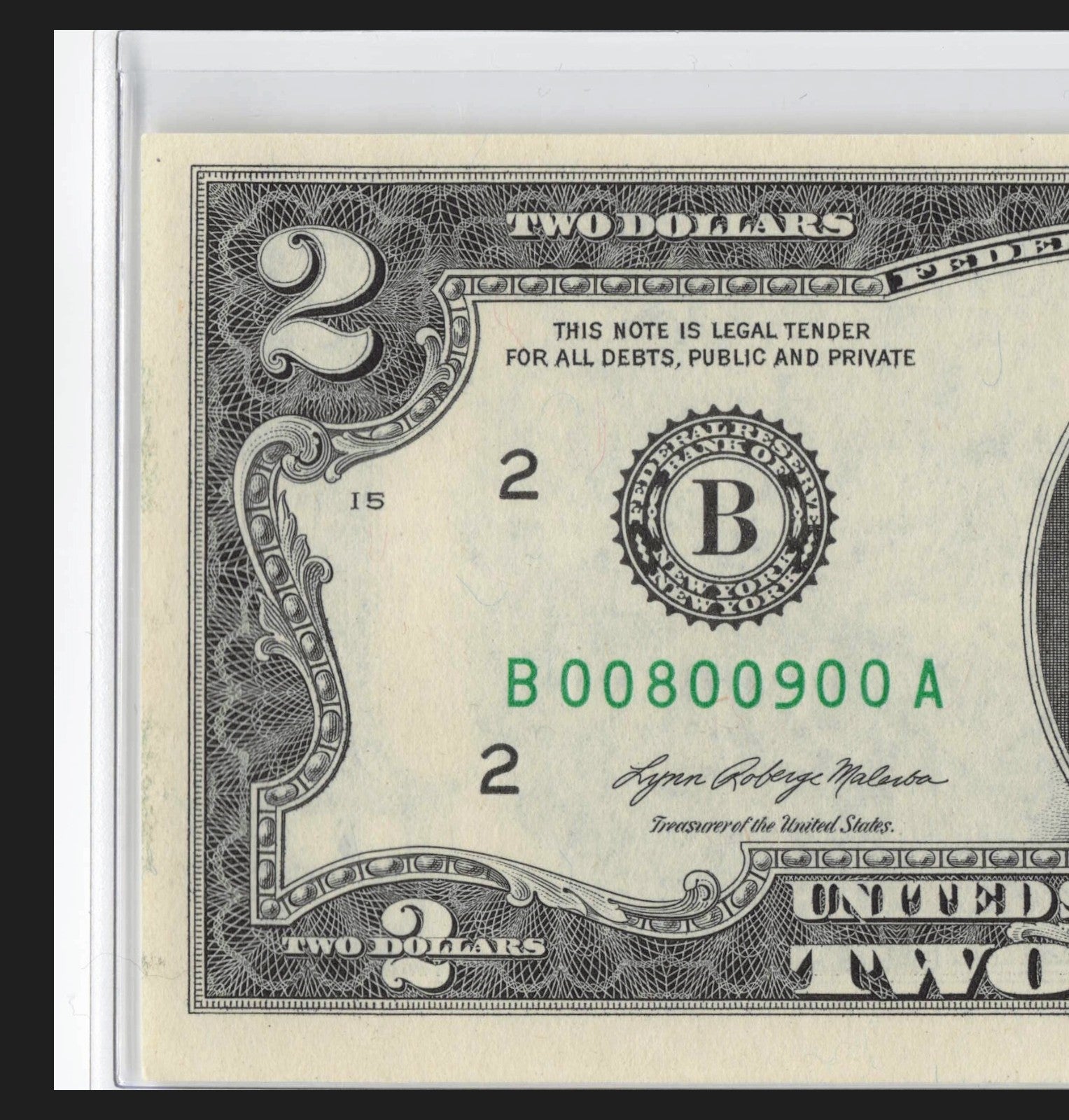 NEW 2021 $2 Flipper Fancy Serial Number Two Dollar Bill 0s 9s 8s Six of a kind