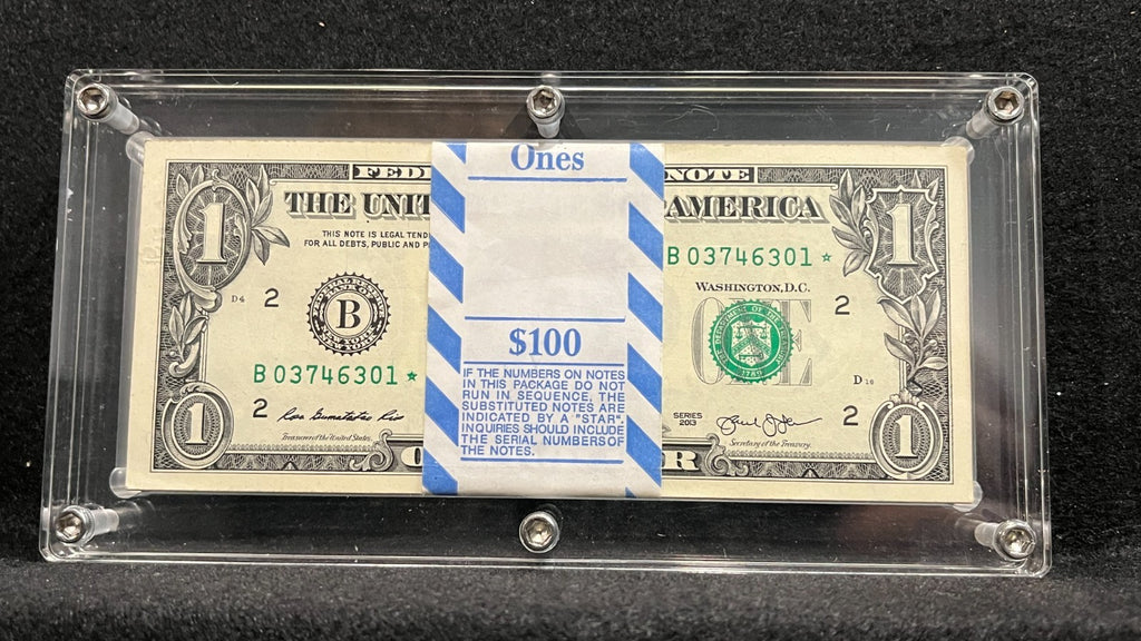 One Dollar Star Note 2013 Duplicate Error Run BEP Original PACK 100 SEQUENTIAL