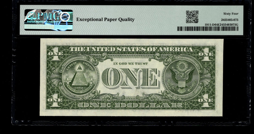 Low Serial Number 75 Fancy Serial Number One Dollar Bill PMG D00000075B