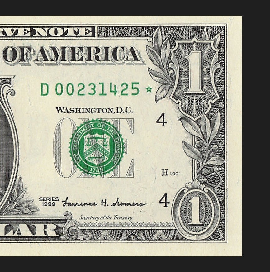 Star Note One Dollar Bill 1999 $1 D* Block Cleveland Run 1 320K Sheet