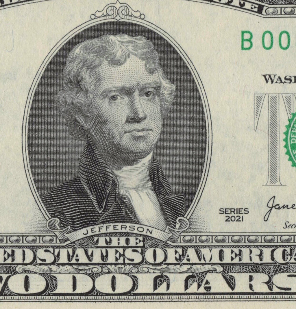 NEW 2021 $2 Flipper Fancy Serial Number Two Dollar Bill 0s 9s 8s Six of a kind