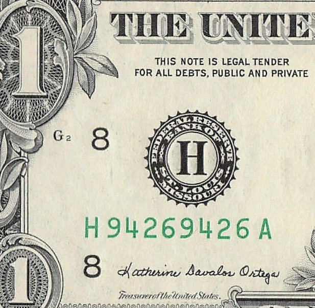Repeater Fancy Serial Number One Dollar Bill 9s 4s 2s 6s 1988 HA Block