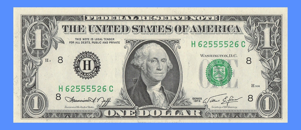Radar Fancy Serial Number One Dollar Bill 1974 St Louis Trinary 2s 5s 6s HC