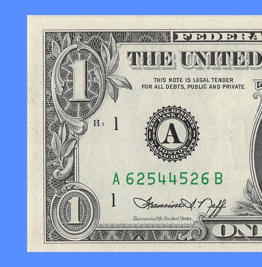 Radar Fancy Serial Number One Dollar Bill 1974 Boston 2s 4s 5s 6s AB
