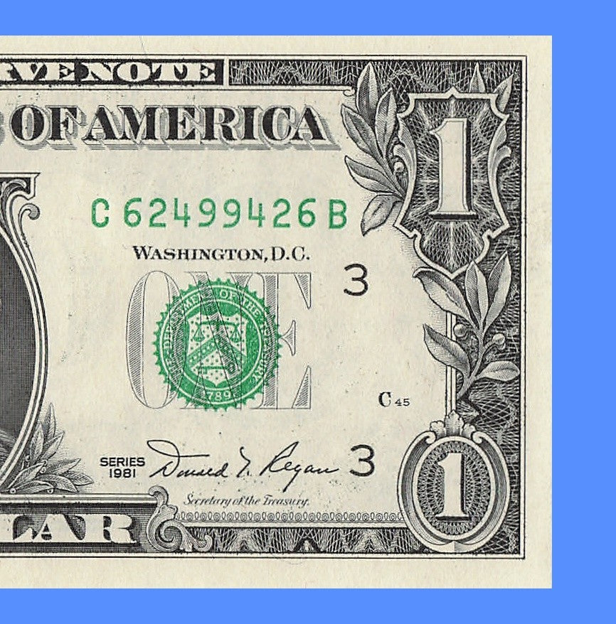 Radar Fancy Serial Number One Dollar Bill 1981 2s 4s 6s 9s CB