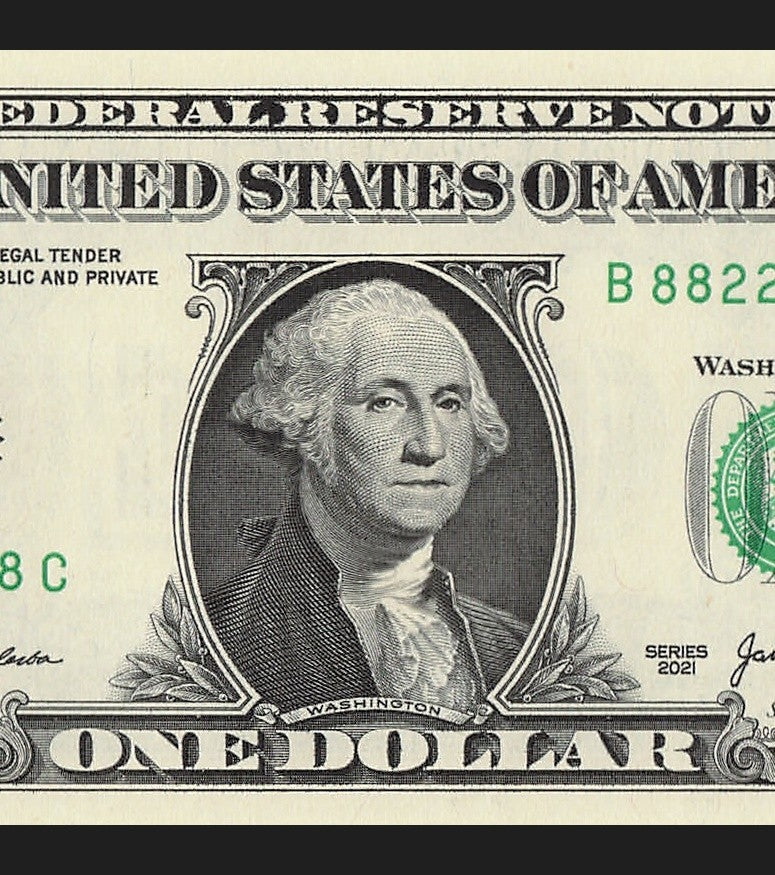 Binary Fancy Serial Number One Dollar Bill 2021 $1 BC Block 2s 8s