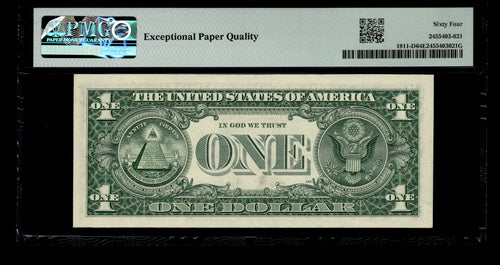 Low Serial Number 21 Fancy Serial Number One Dollar Bill PMG D00000021B Trinary