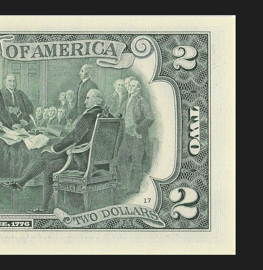 Repeater Two Dollar Bill Fancy Serial Number 2017A $2 Trinary 0s 4s 5s