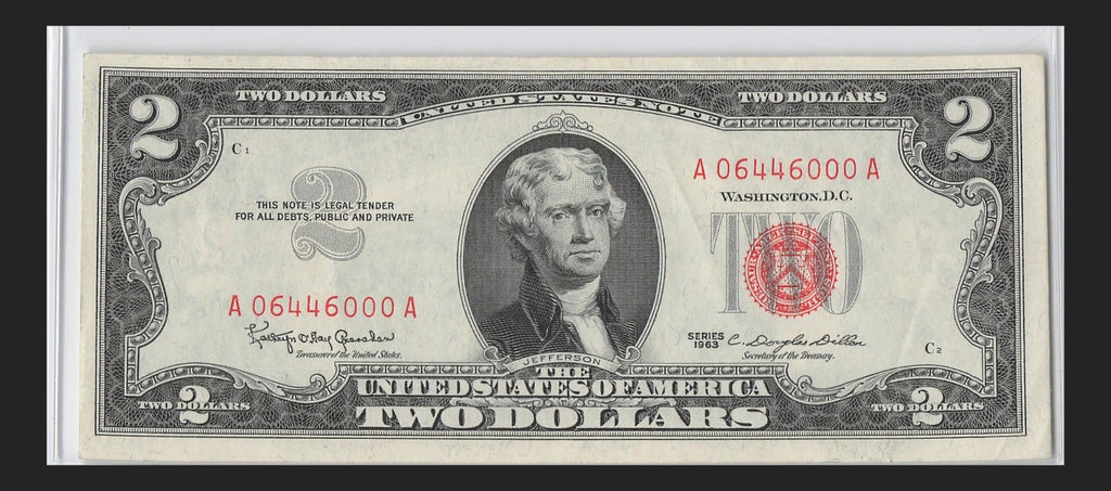 Trinary Fancy Serial Number Two Dollar Red Seal 1963 0s 4s 6s