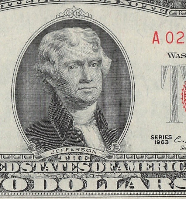Alternator 2s Fancy Serial Number Two Dollar Red Seal 1963 Skipper UNC