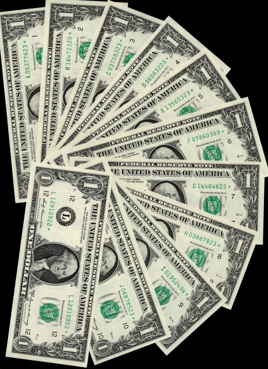 1969A Star Note District Set 11 Notes Complete Set UNC Set