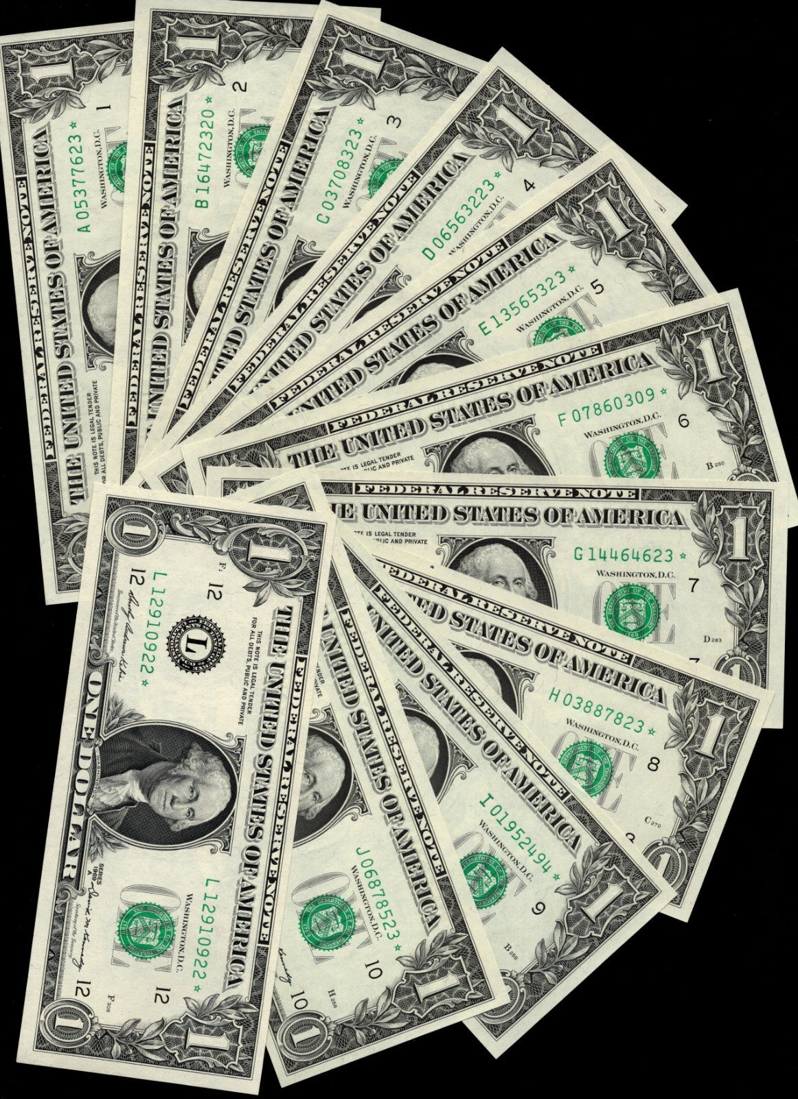 1969A Star Note District Set 11 Notes Complete Set UNC Set