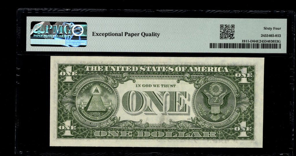 Low Serial Number 53 Fancy Serial Number One Dollar Bill PMG D00000053B
