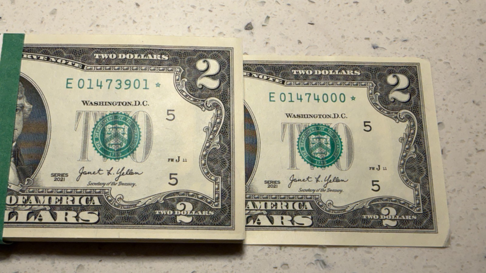 NEW 2021 $2 Star Notes E* Block Richmond SEQUENTIAL FROM BEP PACK LOT OF 1 NOTE