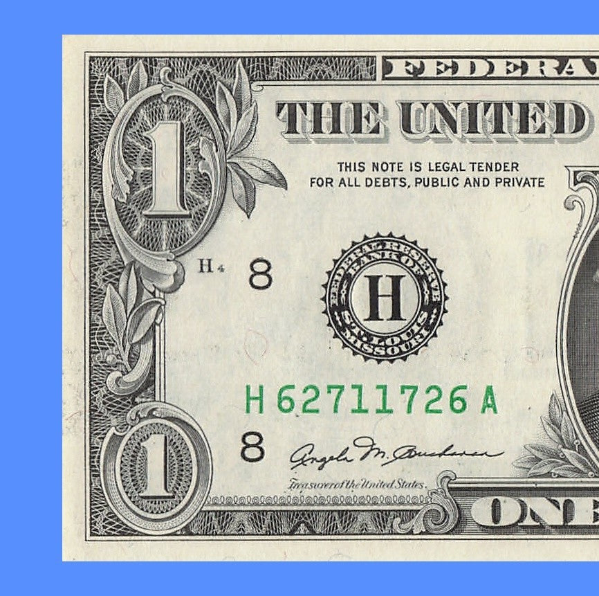 Radar Fancy Serial Number One Dollar Bill 1981 2s 1s 6s 7s HA